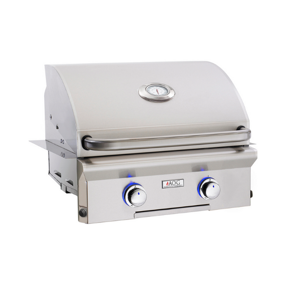 Stainless steel grill with visible brand logo on a white background