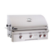 Stainless steel grill with brand logo on a white background